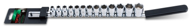 Набор головок 3/8" 6-гранных 7-21 мм, 13 предметов на планке TOPTUL GAAQ1310